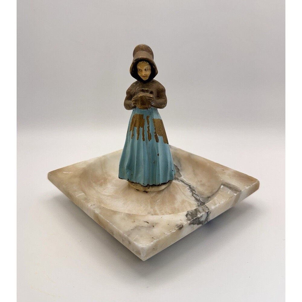 Antique JB Hirsch Dutch Girl Figurine Marble Tray Base 1920/1930 Art Deco Rare